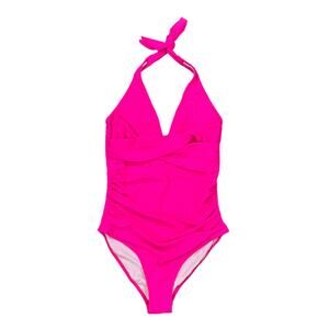 NWOT - Fuchsia Pink V-Neck 1-Piece Swimsuit - SIZE MEDIUM